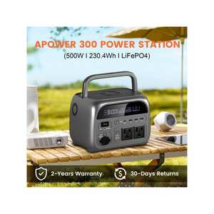 Station d'alimentation portable UAPOW AP300, batterie LiFePO4 230Wh, générateur solaire, sortie AC 600W, utilisation domestique, camping, voyages, camping-cars, type de prise AU - Product Image 4