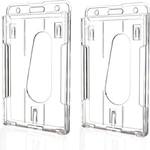 <span class=keywords><strong>Porta</strong></span> Badge Rigido Trasparente in <span class=keywords><strong>Plastica</strong></span> per Doppia Carta d'Identità, Accessori per Badge Verticali e Orizzontali - Product Image 1