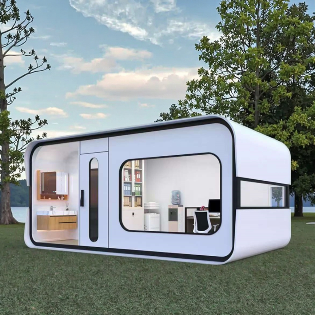 OEM 40ft Portable Home Capsule Hotel Office Reusable Cabin Flat Pack for Outdoor Shop or Toilet Use for Mobile Apple Pod 4