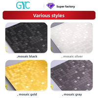 Film Logam Mosaik Efek Metalik PET Perak Brushed Gaya Minimalis Film 3D Cina untuk Dekorasi Latar Belakang Panel Veneer Kayu