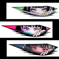 MZLH CS-ANM018 Autocollant adhésif à usage unique pour le corps, la voiture, la moto, le boîtier PC, décoration, motif yeux de fille anime, en PVC, Sichuan
