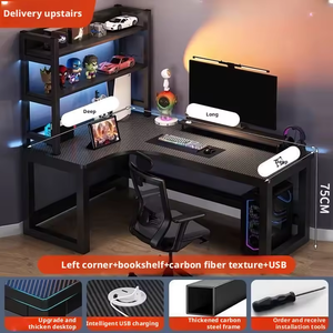 <span class=keywords><strong>Mesa</strong></span> de Juego Multifuncional en Forma de L Equipada con Organizadores para Salas de Juego y Oficinas en Casa, Color Negro - Product Image 5