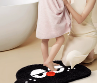 Tapis de salle de bain et d'hôtel floqué, mignon, à motif de dessin animé, épais, en microfibre, antimicrobien, doux pour les animaux, absorbant l'eau, antidérapant