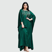 Doux Chic Forêt Vert Abaya Délicate Perle Blanc Broderie Fluide Soyeux Robe Confortable Modeste Couverture En Gros Multi Commandes