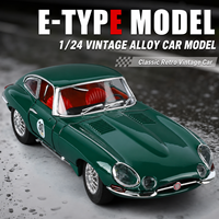 Voiture miniature E-Type à rétrofriction avec effets sonores et lumineux, emballage en boîte colorée, présentoir décoratif