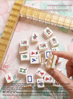 Tuiles de Mahjong en Acrylique Transparent Premium avec Paillettes Dorées, Épaissies, pour Jeu Manuel, Ensemble de Mahjong en Cristal pour Jeu de Table Domestique