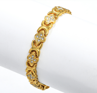 Bracelet magnétique en cuivre tendance pour femme avec fleur en diamant, personnalisable