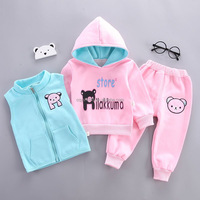 Ensemble 3 pièces pour bébé fille, vêtements d'hiver chauds en polaire, hauts + gilet + pantalon, prix abordable, collection automne-hiver