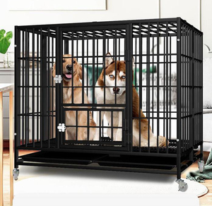 Dog Crate Dogs Easy To Install Heavy Duty Dog Cage Strong Metal Kennel And Crate For Medium And Large Dogs Pet Playpen With 4 Wheels