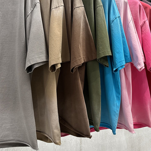 T-shirt Boxy da Uomo in <span class=keywords><strong>Cotone</strong></span> Pesante 280gsm 100% con Bordo Grezzo, Manica Corta, Lavaggio Acido, Stile Vintage Personalizzato, Streetwear - Product Image 5