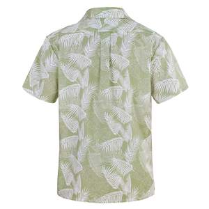 OEMカスタムグリーンカラーベース100%コットンオープンカラースタイルメンズハワイアンシャツ - Product Image 2