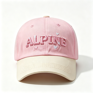 Gorra de Béisbol de Seis Paneles Bicolor para Mujer, Bordado 3D ALPINE, Gorra Tipo Dad Hat con Letras y Corazón, Algodón Suave, Ajustable, para Exteriores - Product Image 4