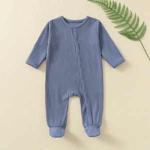 가을 겨울 아기 점프수트 긴팔 크롤링 수트 캐주얼 스타일 신생아 옷 버튼 여밈 방귀 잠옷 - Product Image 4