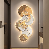 Art Mural 3D Moderne Neuf Poissons Lumière LED Peinture Toile Fond Décoration Murale avec Style Design Art Déco