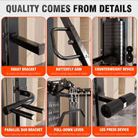 Cage de musculation pour entraînement complet du corps, rack à squats, machine d'entraînement par câble avec plaque de pression réversible et accessoires multiples DINUO