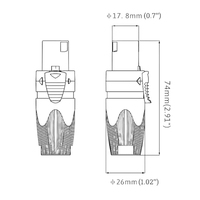 Connecteur Speakon mâle 4 broches étanche en laiton avec boîtier en nylon, pour amplificateur, DIN, Cannon, Powercon audio