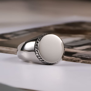 Modern <b>Titanium</b> Steel <b>Ring</b> Round Bezel Setting Unisex Fashion Jewelry SA938 - Product Image 2