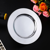 Assiettes de présentation rondes de luxe de 6 pouces en acier inoxydable, réutilisables, pour mariage, vente en gros