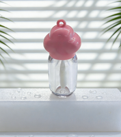 Tube de rouge à lèvres transparent avec capuchon rose brillant en forme de nuage, en plastique, OEM, faible MOQ, logo personnalisé, cosmétique