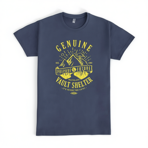 T-shirt originale Vault con stampa blu navy e gialla, taglia unisex per adulti, media - Product Image 2