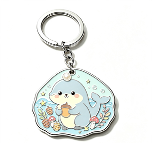Cute Whale Metal Key Chain Enamel Keyring Silver Tone Pendant <b>Bag</b> <b>Charm</b> Gift Accessory - Product Image 2