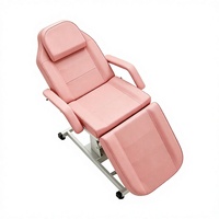 Table de massage faciale hydraulique rose moderne en PU, lit de beauté inclinable réglable pour salon, spa, barbier