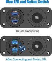 Prise USB 12V - 24V à 4 ports avec double PD3.0 et double QC3.0, et prise allume-cigare 150W 2-en-1 pour voiture, bateau, camping-car, VTT