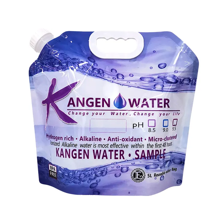 उच्च गुणवत्ता थोक Foldable Kangen पीने पानी पाउच बैग डेरा डाले हुए 5 लीटर