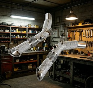 Downpipe de performance SS304 blindé thermiquement pour <span class=keywords><strong>Ferrari</strong></span> SF90 <span class=keywords><strong>2023</strong></span> 3.9T V8 – Section supérieure d'échappement haute performance pour course - Product Image 1