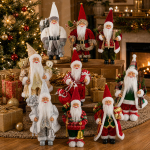 Dropshipping Shopify 12 Inch Christmas <b>Santa</b> Claus <b>Standing</b> Plush Figure Window Display Holiday Decor - Product Image 3