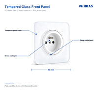 Interrupteur mural en verre trempé PHIDIAS, panneau frontal, prise standard européenne 80x80mm, conducteur en laiton, base PC, interrupteur d'éclairage, variateur CE
