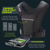Gilet de course à pied avec porte-téléphone, pochette antivol étanche, ceinture réglable, réfléchissant, 2 poches pour clés, gels, téléphones, écologique
