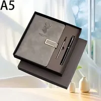 Carnet à spirales en cuir PU A5 personnalisé, ensemble cadeau d'entreprise, journal d'affaires à couverture rigide personnalisée