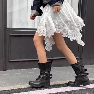 Bottes de <span class=keywords><strong>moto</strong></span> pour femme Source Factory 2026, nouvelle collection, style Mui High, rétro, couleur unie, en microfibre, à talon épais, avec boucle, style Old Western - Product Image 2