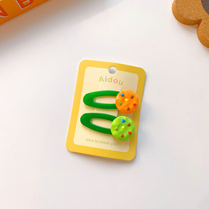 2024 nouveaux enfants Fluorescent Cookie pinces à cheveux frange pince à cheveux doux mignon épingle à cheveux bébé filles coeur BB pince accesorios para ninas - Product Image 6