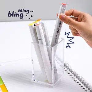 Hộp Đựng Bút Bằng Nhựa Acrylic Cốc Đựng Bút Chì Để Bàn Văn Phòng Phẩm Hộp Đựng Bút Trong Suốt Hộp Đựng Bút Bằng Nhựa Có Lịch CN;GUA