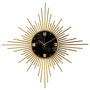 モダンでシンプルな高級感のある個性的な壁掛け時計 リビングルーム用 静音 アトモスフィア 抽象的な幾何学模様 メタル クォーツ針 AA - Product Image 1