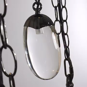 Lámpara colgante de Hotel Villa con personalidad de moda americana moderna, Araña de cristal de lujo con gota de lluvia para escaleras de comedor - Product Image 2