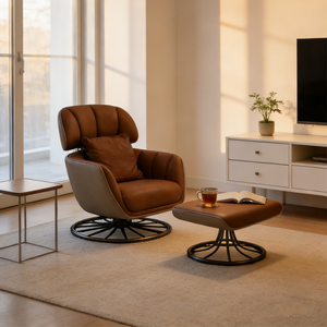 <span class=keywords><strong>Sillón</strong></span> Reclinable <span class=keywords><strong>Giratorio</strong></span> de Cuero de Diseño, con Respaldo Alto Inclinable, para Lectura <span class=keywords><strong>y</strong></span> Descanso, Tapizado, Cómodo, para Salón, Conjunto de Muebles - Product Image 6