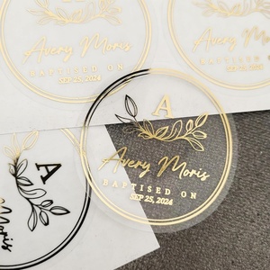 Custom Logo Fashion <b>Waterproof</b> Hot Stamping Clear Gold Foil Sticker <b>Label</b> - Product Image 3