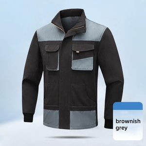 Dài tay áo làm việc quần áo đa túi gia cố chịu mài mòn bảo hộ lao động dây kéo phong cách đứng cổ áo an toàn quần áo - Product Image 3