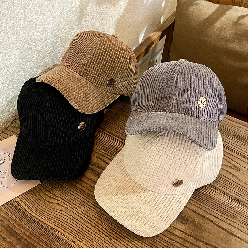 Sports Caps Blank 6 Panel Corduroy Hats For Dad Gorra Custom Button Logo Corduroy Dad Hats