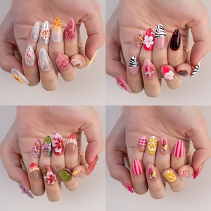Venta al por mayor 10 piezas 100% hecho a mano acrílico prensa <span class=keywords><strong>en</strong></span> las <span class=keywords><strong>uñas</strong></span> nuevo diseño 3D flor pintada a mano 10 piezas <span class=keywords><strong>uñas</strong></span> artificiales - Product Image 2
