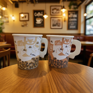 High Quality Paper Coffee Tea Cup Single <b>Wall</b> 5oz 6oz 7oz 8oz 9oz Factory Price Disposable Paper Cups With Attached Handle - Product Image 1