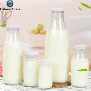 1l Clear Glass Juice Bottle 250ml 300ml 500ml 750ml Glass Milk Bottle With Metal Lid Beverage Bottle
