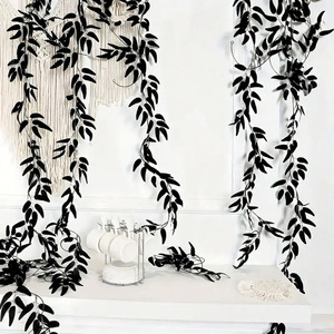 Guirlande artificielle de feuilles de saule noir 2M, décoration murale intérieure pour mariage, plante en plastique haute simulation - Product Image 2