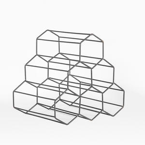 โรงงานอุปทานโดยตรงการออกแบบทางเรขาคณิตอิสระผู้ถือขวดสีดำเคาน์เตอร์6ขวดโลหะชั้นวางไวน์ - Product Image 2