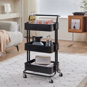 Household Rack Salon <b>Trolley</b> Multi-Purpose Kitchen 3-Tier Basket Storage Cart Wheels Auxiliary Beauty Salon <b>Plastic</b> Modern Hotel - Product Image 1