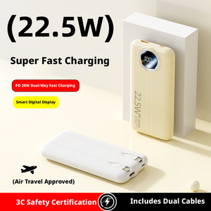 Batería Externa Portátil de <span class=keywords><strong>20000mAh</strong></span> con Pantalla Digital, Carga Rápida de 22.5W, Batería de Litio-Polímero con Cables, Tendencia 2026 - Product Image 2
