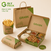 Boîte à lunch jetable personnalisée en papier kraft avec 1/2/3/4/5 compartiments, contenants alimentaires de qualité pour repas, salades et plats à emporter
